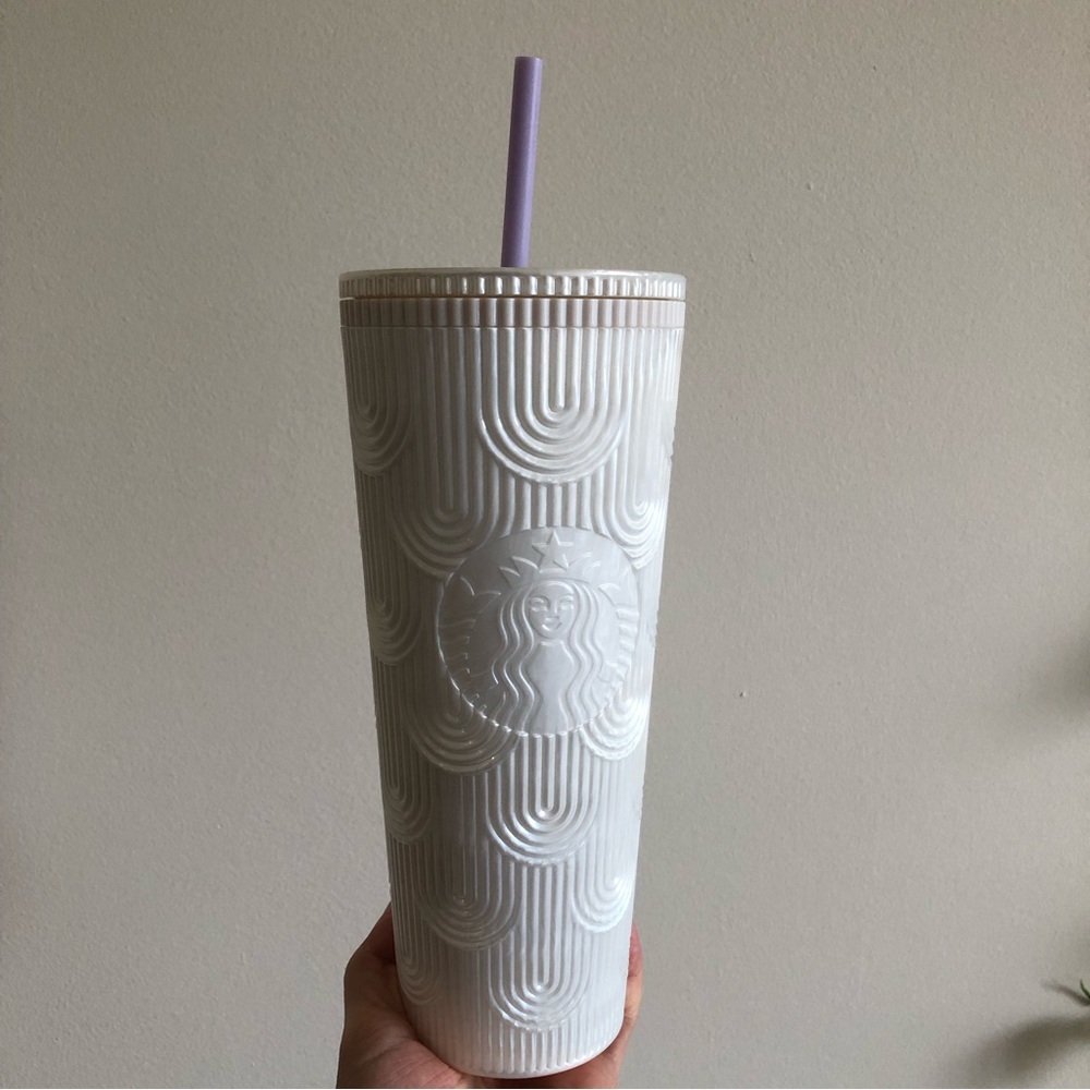 Starbucks 2023 White Pearl Shell Core Siren Scales Cold Cup Tumbler